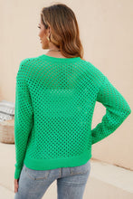 Load image into Gallery viewer, Round Neck Openwork Dropped Shoulder Knit Top
