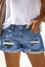 Load image into Gallery viewer, Camo Patchwork Denim Shorts
