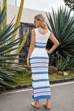 Load image into Gallery viewer, Striped Openwork Cropped Tank and Split Skirt Set
