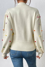 Load image into Gallery viewer, Pom-Pom Trim Mock Neck Long Sleeve Pullover Sweater
