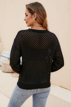 Load image into Gallery viewer, Round Neck Openwork Dropped Shoulder Knit Top
