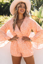 Load image into Gallery viewer, Printed Flare Sleeve Surplice Romper
