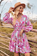 Load image into Gallery viewer, Printed Surplice Neck Long Sleeve Dress
