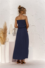 Load image into Gallery viewer, Strapless Tie Waist Tiered Maxi Dress
