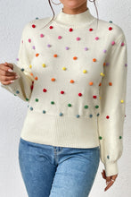 Load image into Gallery viewer, Pom-Pom Trim Mock Neck Long Sleeve Pullover Sweater
