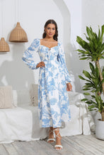 Load image into Gallery viewer, Floral Tie Front Sweetheart Neck Midi Dress
