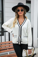 Load image into Gallery viewer, Waffle Knit V-Neck Cardigan with Pocket
