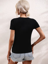Load image into Gallery viewer, Cutout Round Neck Short Sleeve Knit Top
