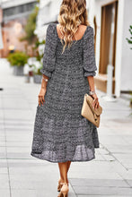 Load image into Gallery viewer, Leopard Square Neck Flounce Sleeve Midi Dress
