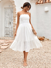 Load image into Gallery viewer, Frill Trim Strapless Midi Dress
