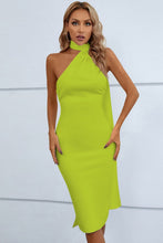 Load image into Gallery viewer, Cascading Detail Halter Neck Bodycon Dress
