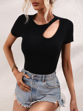 Load image into Gallery viewer, Cutout Round Neck Short Sleeve Knit Top
