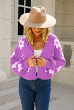 Load image into Gallery viewer, Floral Open Front Fuzzy Cardigan
